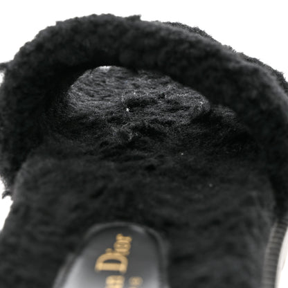 Christian Dior Shearling Canvas Lurex Embroidered Dway 10mm Slide Sandals 40 Black Natural 9 of 10