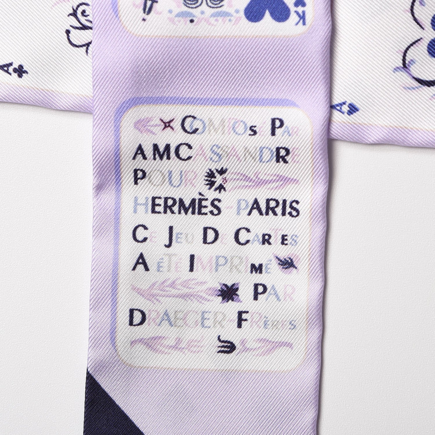 Hermes Silk Jeu de Cartes Twilly Purple Mauve Bleu White 4 of 6