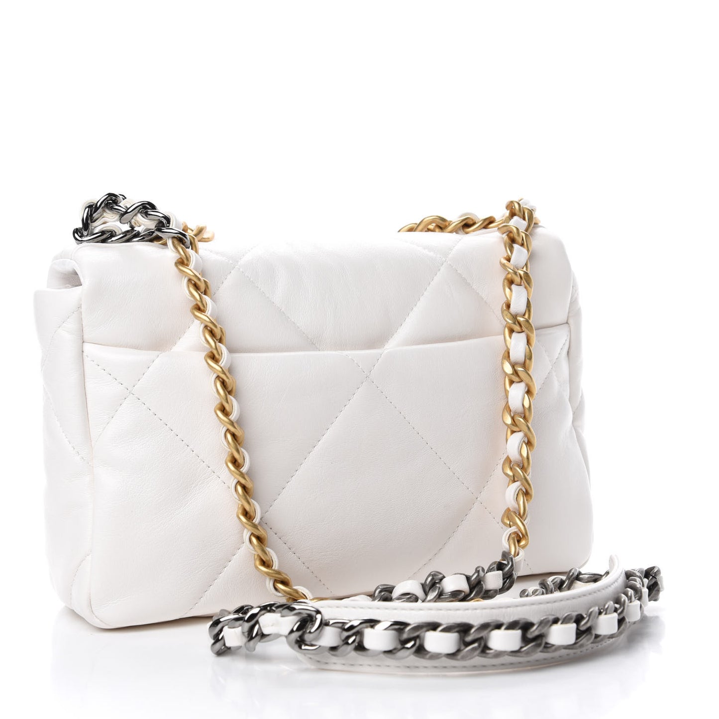 Lambskin Quilted Medium Chanel 19 Flap White
