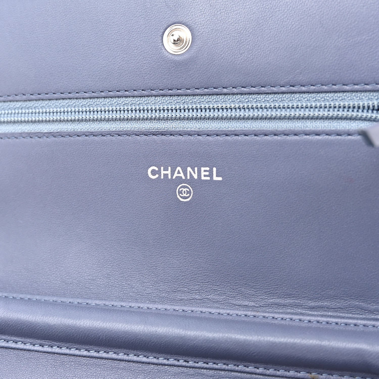 Chanel Lambskin Quilted Wallet On Chain WOC Blue 7 of 13