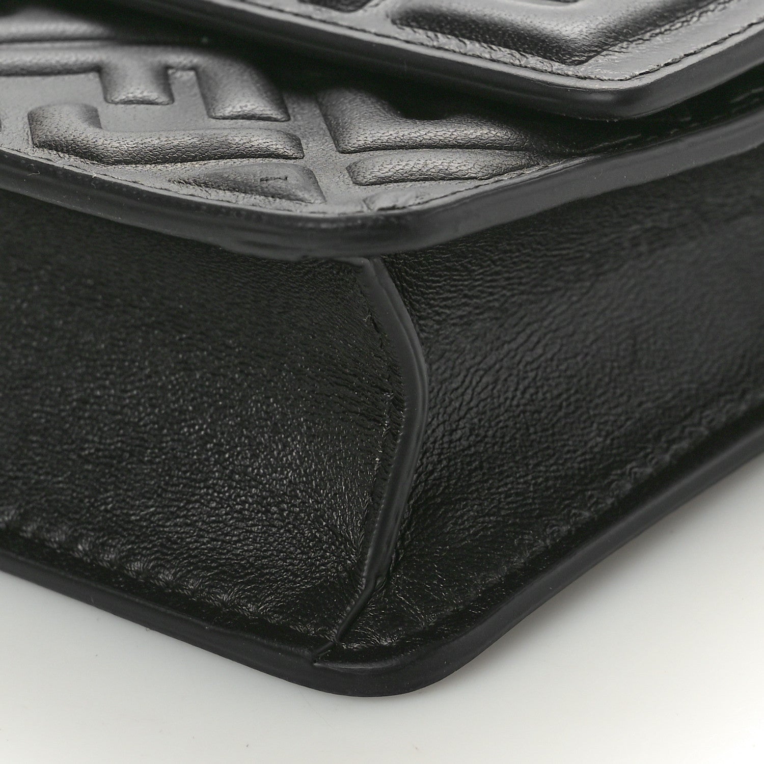Fendi Nappa Matisse FF Embossed Wallet On Chain Black 9 of 10