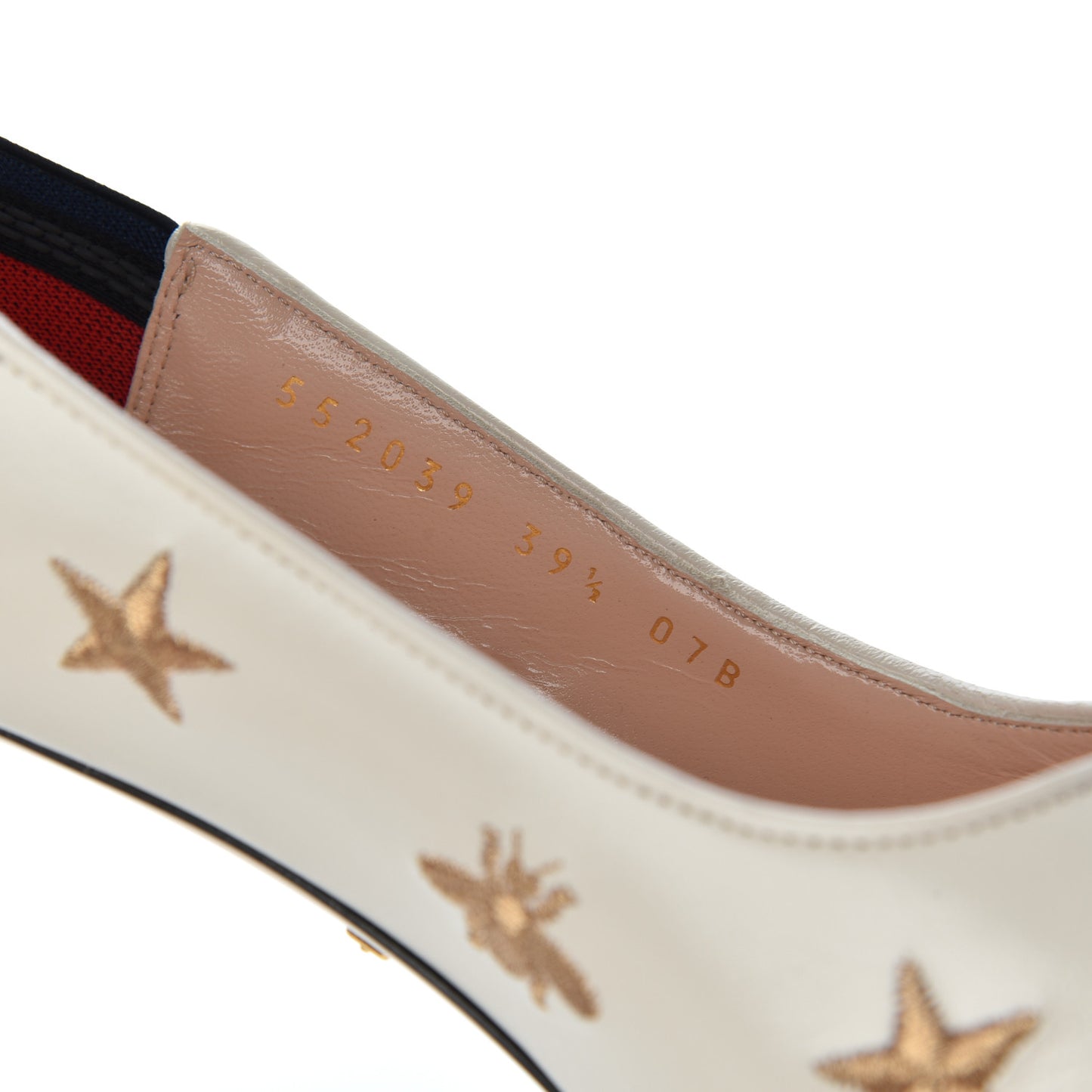Malaga Kid Web Bee Star Embroidered Sylvie Mid Heel Slingback Pumps 39.5 White