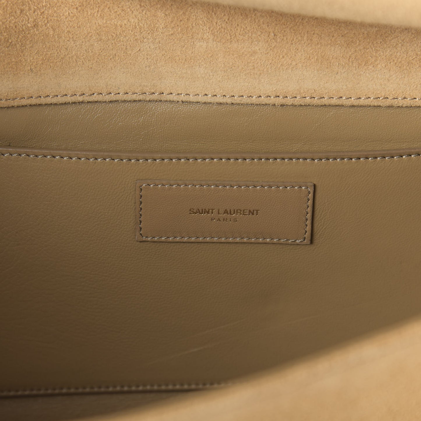 Suede Studded Diagonal Clutch Beige