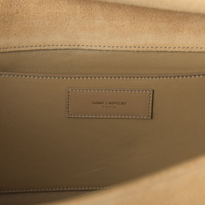Saint Laurent Suede Studded Diagonal Clutch Beige 8 of 9