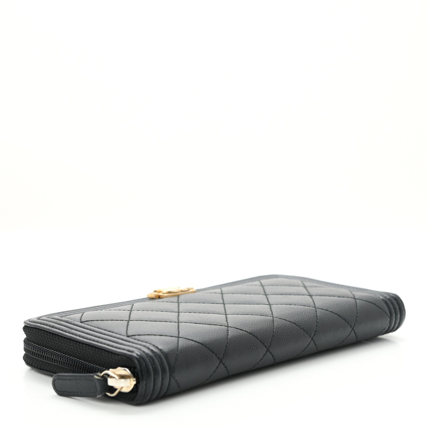 Chanel Caviar Quilted Boy Long Zip Around Wallet Black 4 of 10