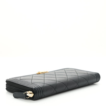 Chanel Caviar Quilted Boy Long Zip Around Wallet Black 4 of 10