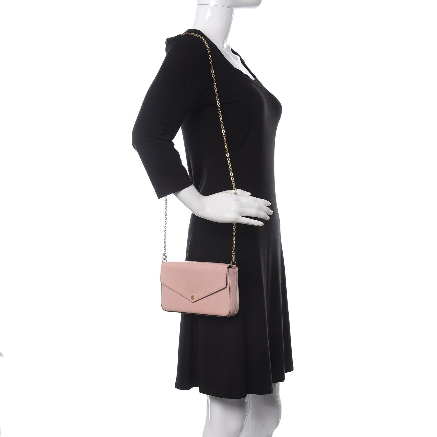Louis Vuitton Vernis Felicie Chain Wallet Rose Ballerine 2 of 9