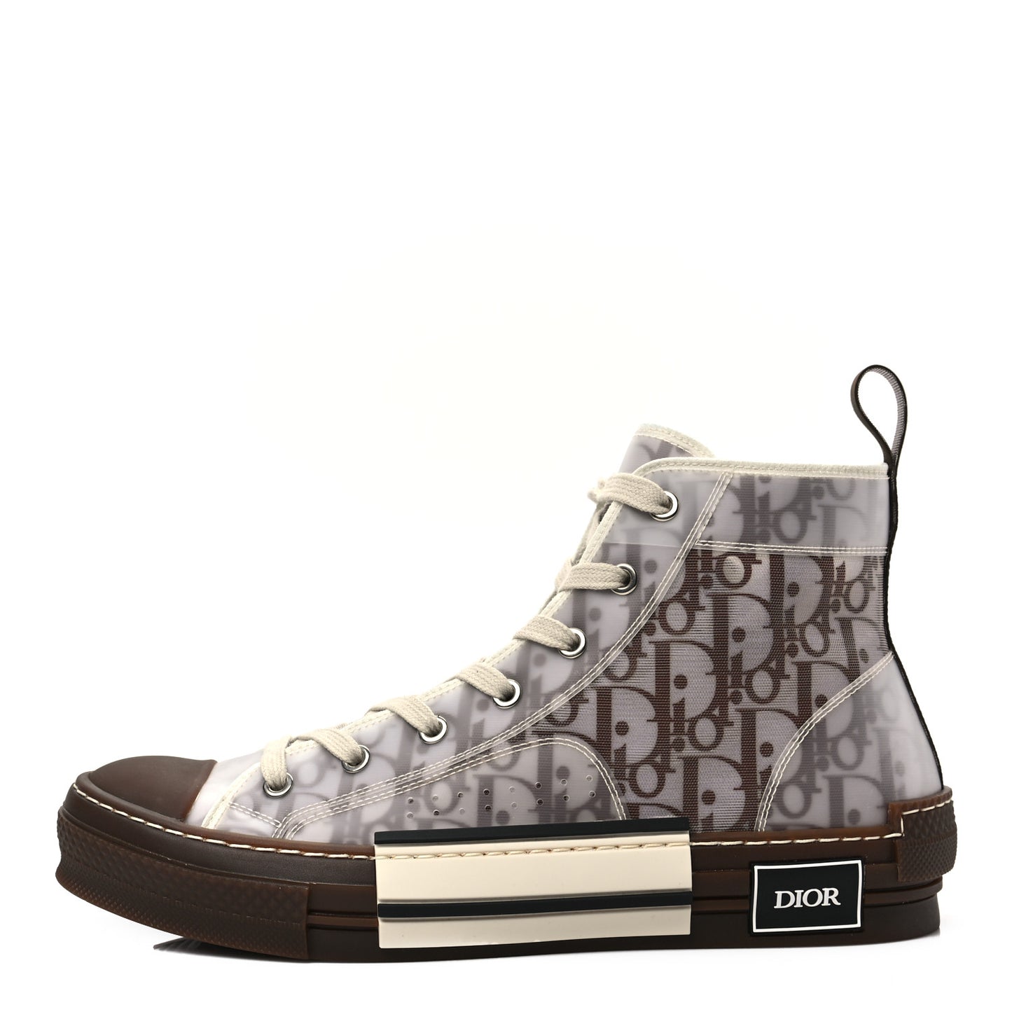 Technical Canvas Oblique Mens B23 High Top Sneakers 42.5 Brown Beige