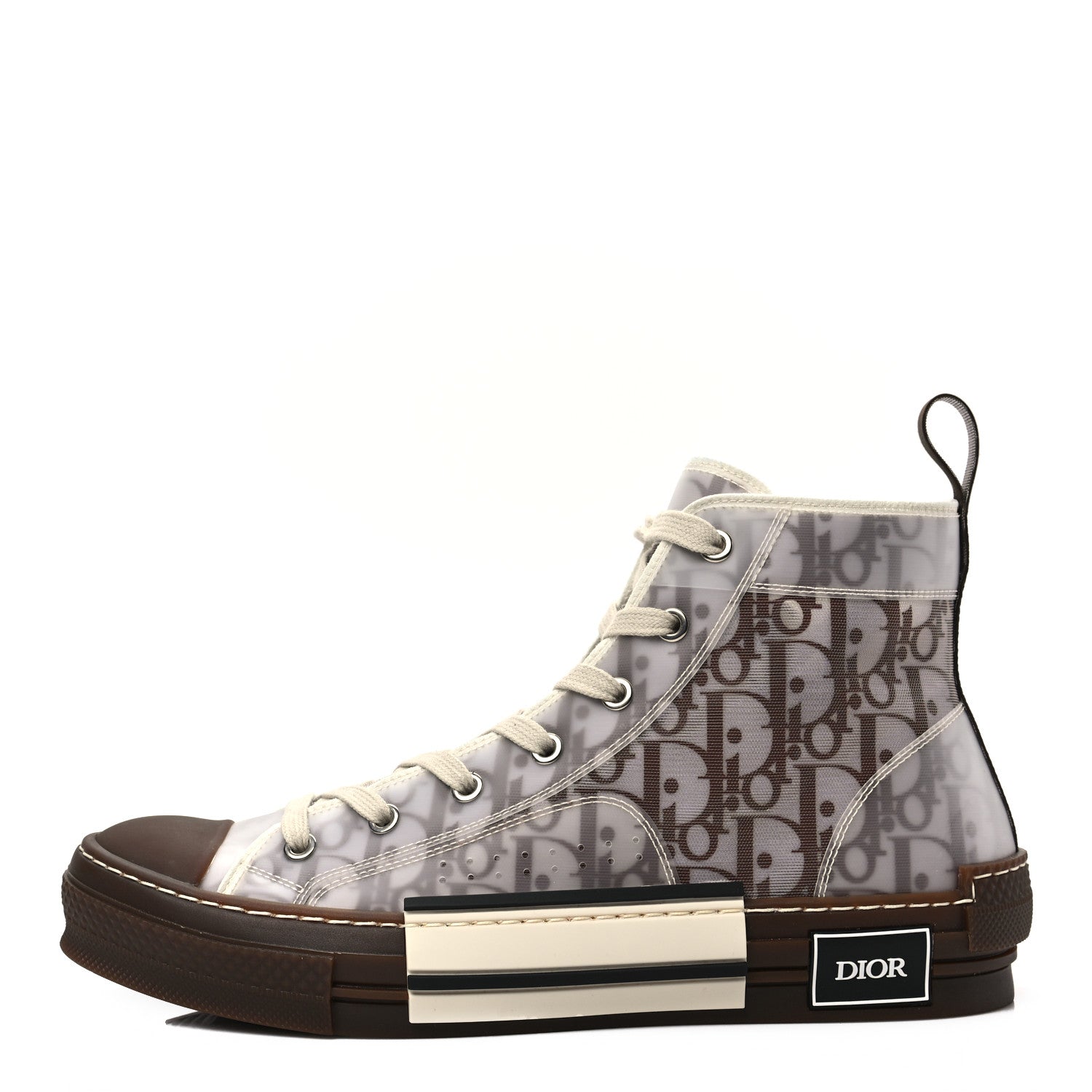 Christian Dior Technical Canvas Oblique Mens B23 High Top Sneakers 42.5 Brown Beige 1 of 6