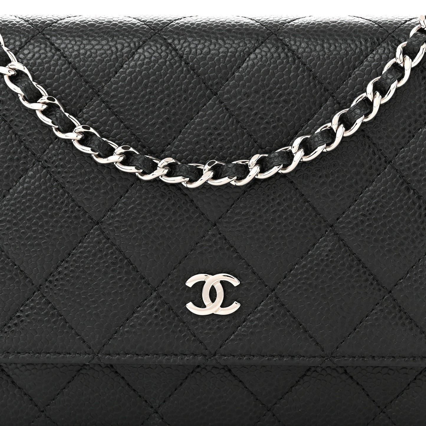 Caviar Quilted Wallet on Chain WOC Black