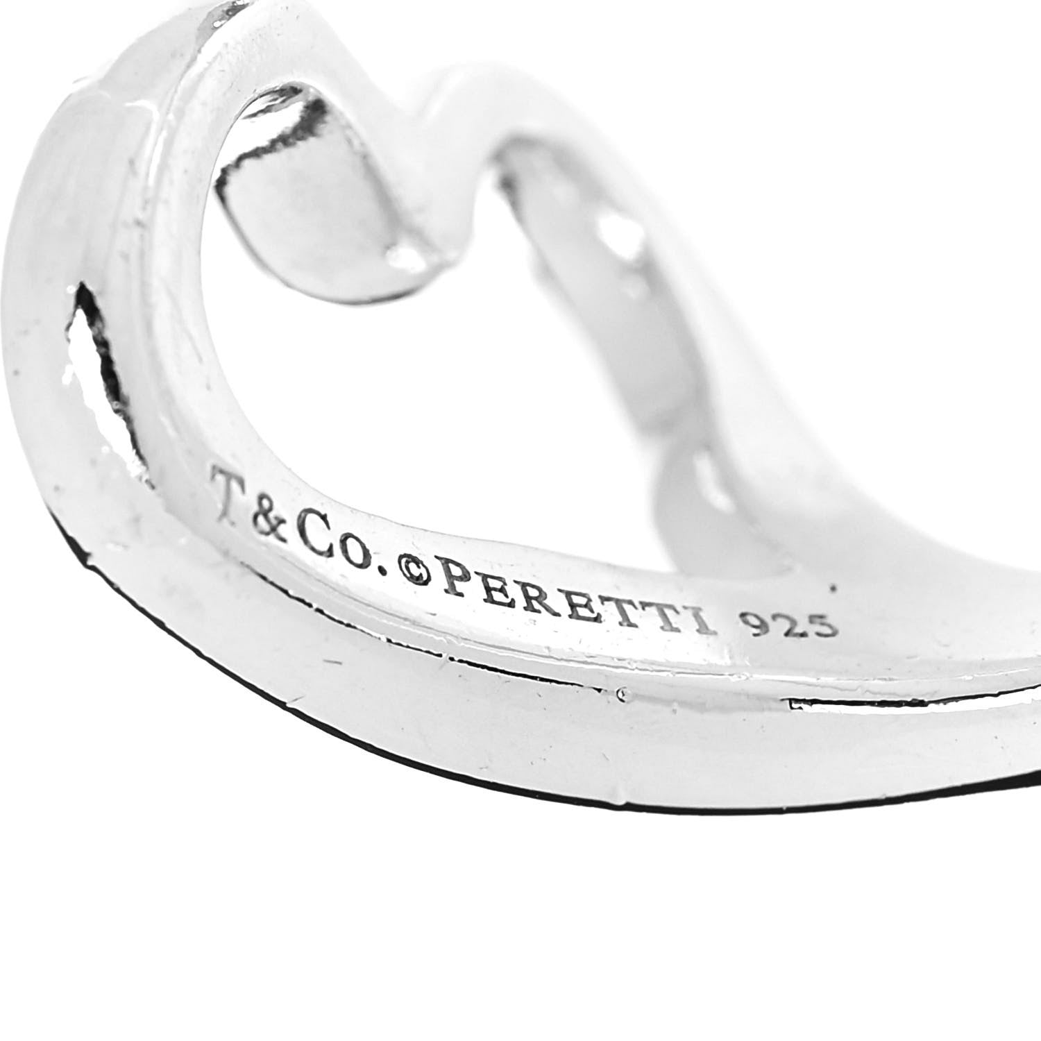 Tiffany Sterling Silver Elsa Peretti Open Heart Ring 52 6 4 of 5