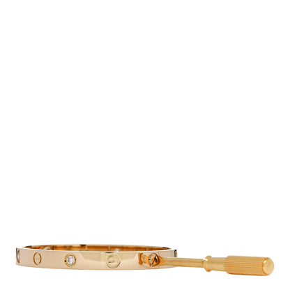 Cartier 18K Yellow Gold 4 Diamond LOVE Bracelet 17 3 of 6