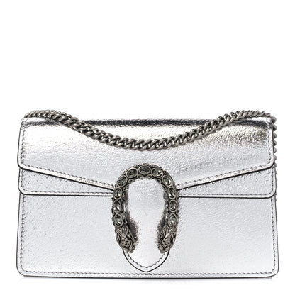 Gucci Metallic Calfskin Super Mini Dionysus Shoulder Bag Silver 1 of 8