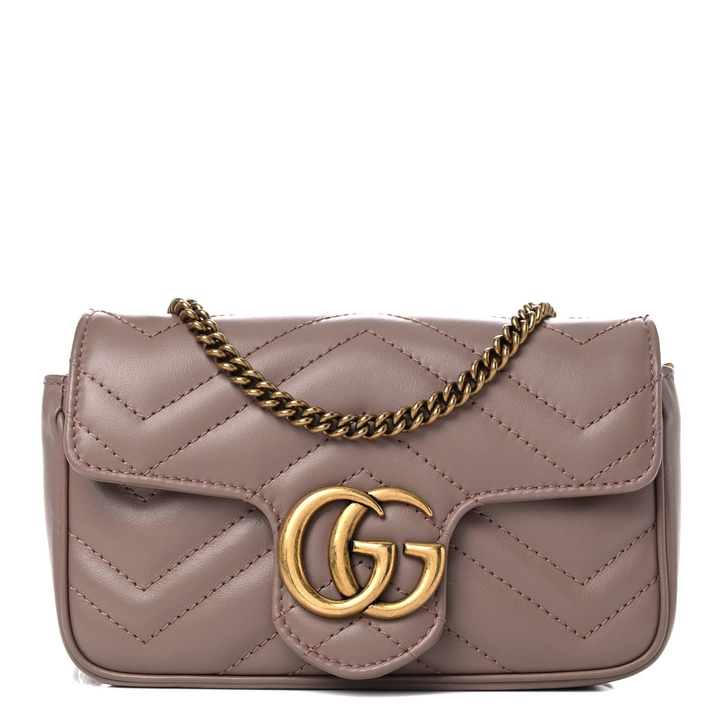 Calfskin Matelasse Super Mini GG Marmont Shoulder Bag Porcelain Rose