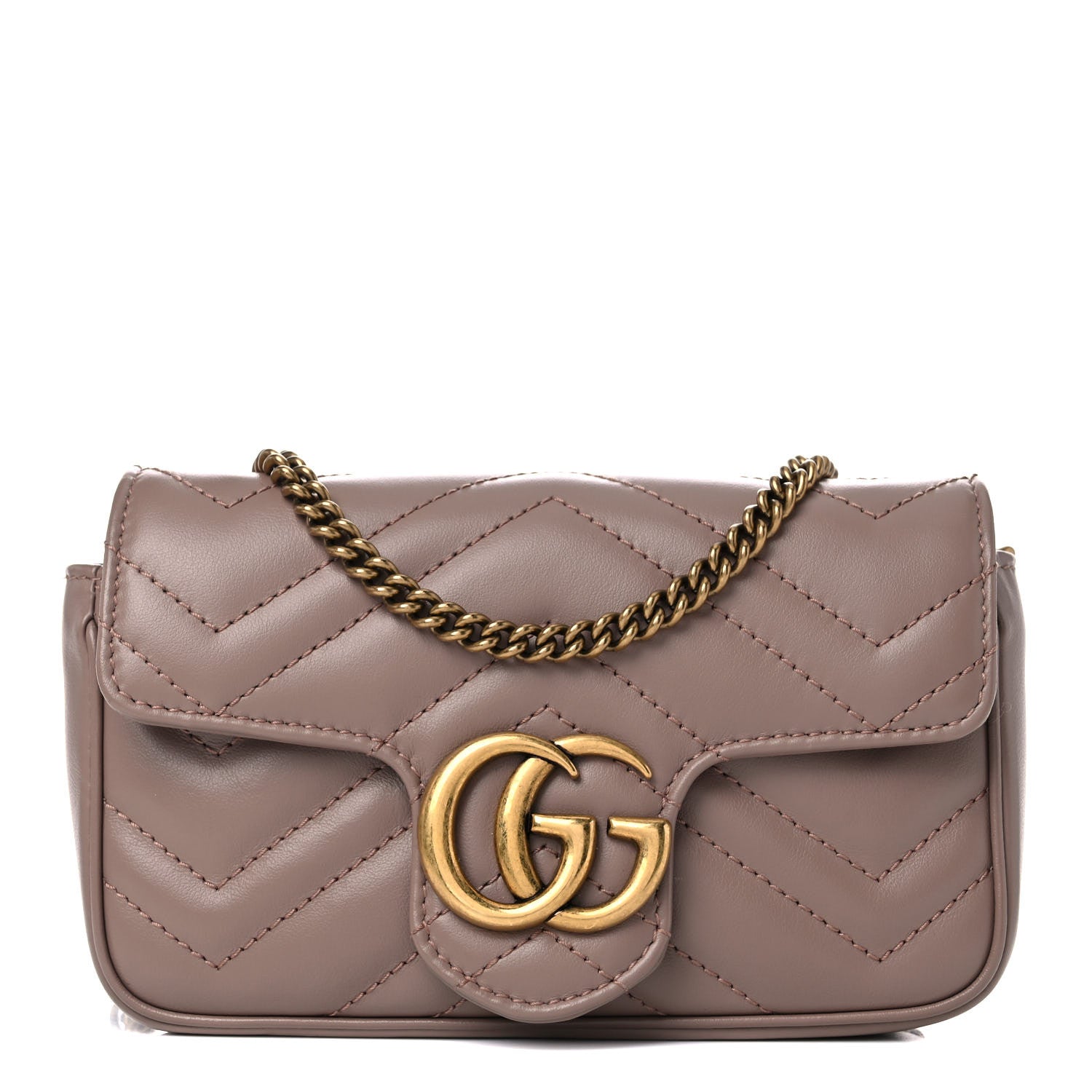 Gucci Calfskin Matelasse Super Mini GG Marmont Shoulder Bag Porcelain Rose 1 of 9