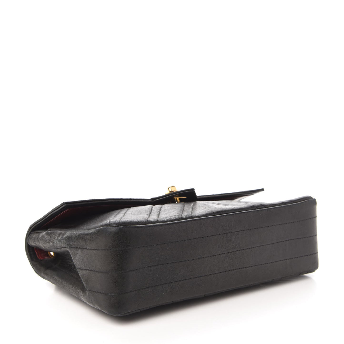 Lambskin Stitched Small Single Flap Black