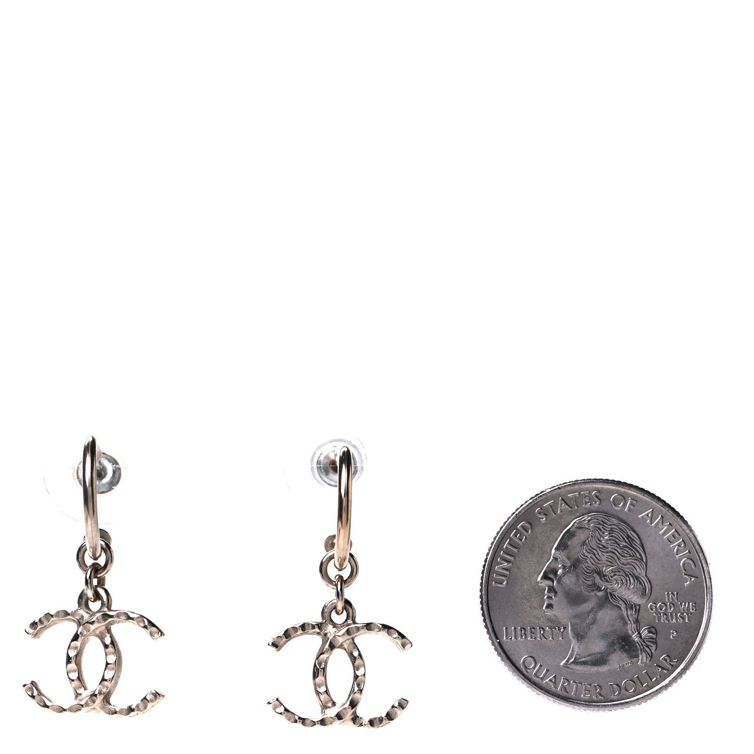 Chanel Metal CC Hoop Drop Earring Gold 2 of 3