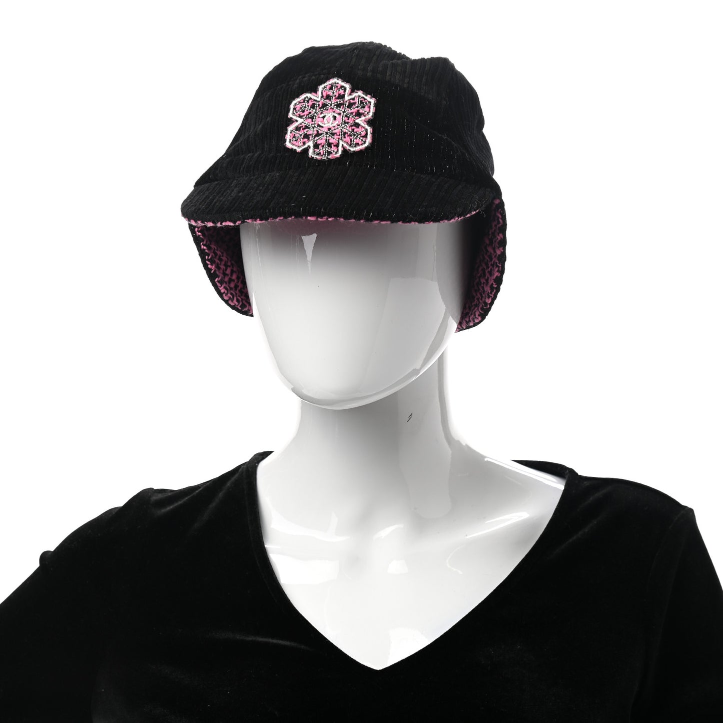 Cotton Tweed CC Snowflake Cap Hat M Pink Black