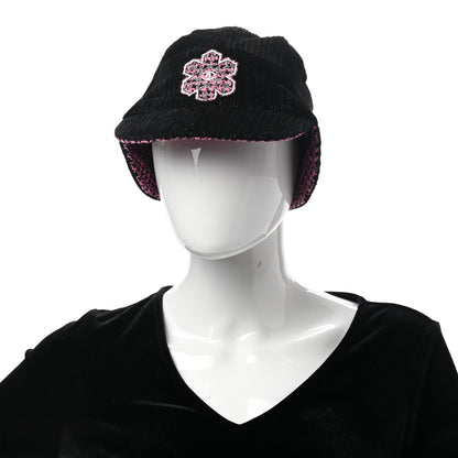Chanel Cotton Tweed CC Snowflake Cap Hat M Pink Black 2 of 9