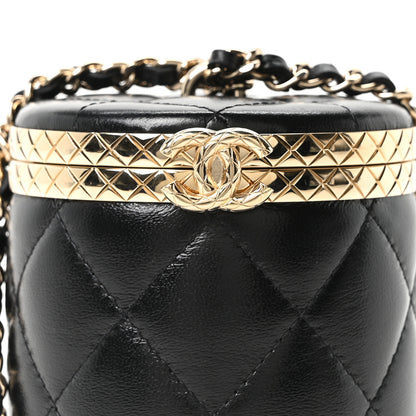 Chanel Metal Lambskin Quilted Mini Lock Frame Vanity Clutch Black 8 of 10