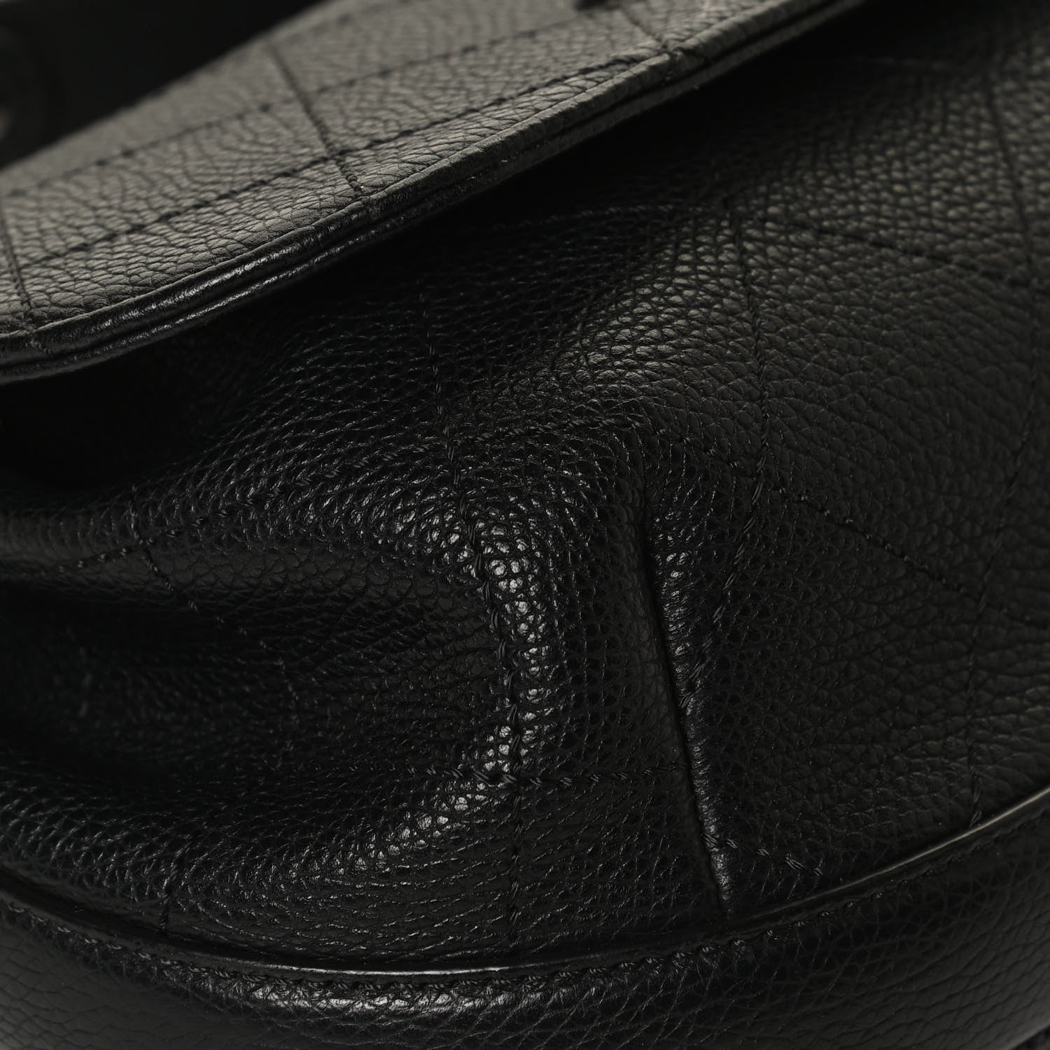 Chanel Grained Calfskin Stitched Messenger Flap Bag Black 12 of 13