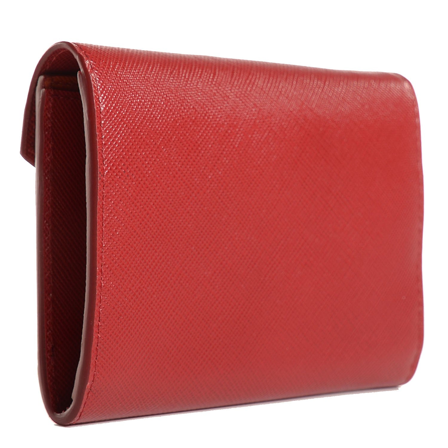 Prada Saffiano Bi-Color Wristlet Wallet Fuoco Papaya 3 of 10