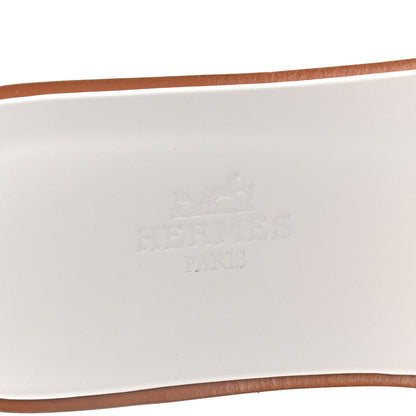 Hermes Box Calfskin Oran Sandals 37 White 10 of 11