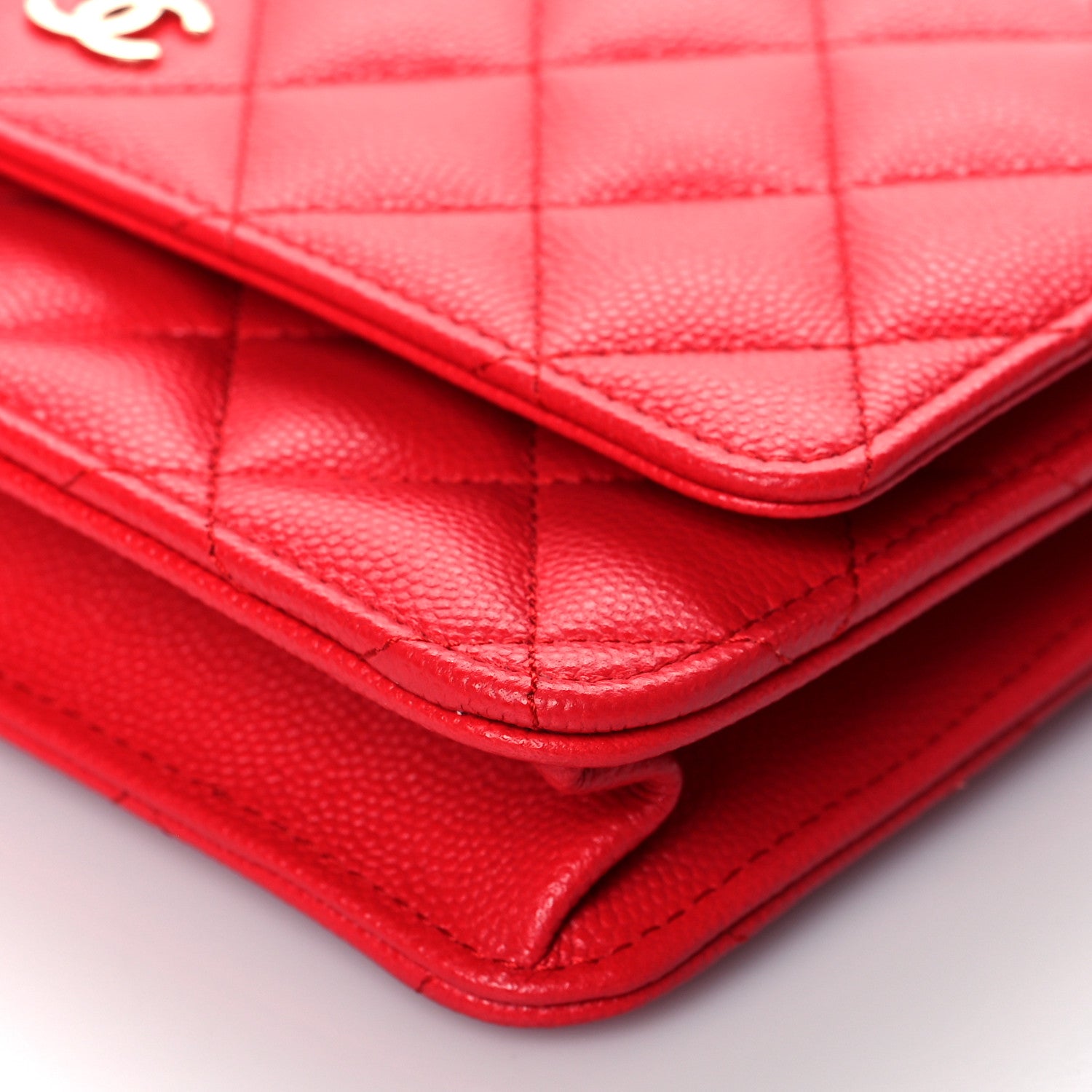 Chanel Caviar Quilted Wallet On Chain WOC Red 10 of 11