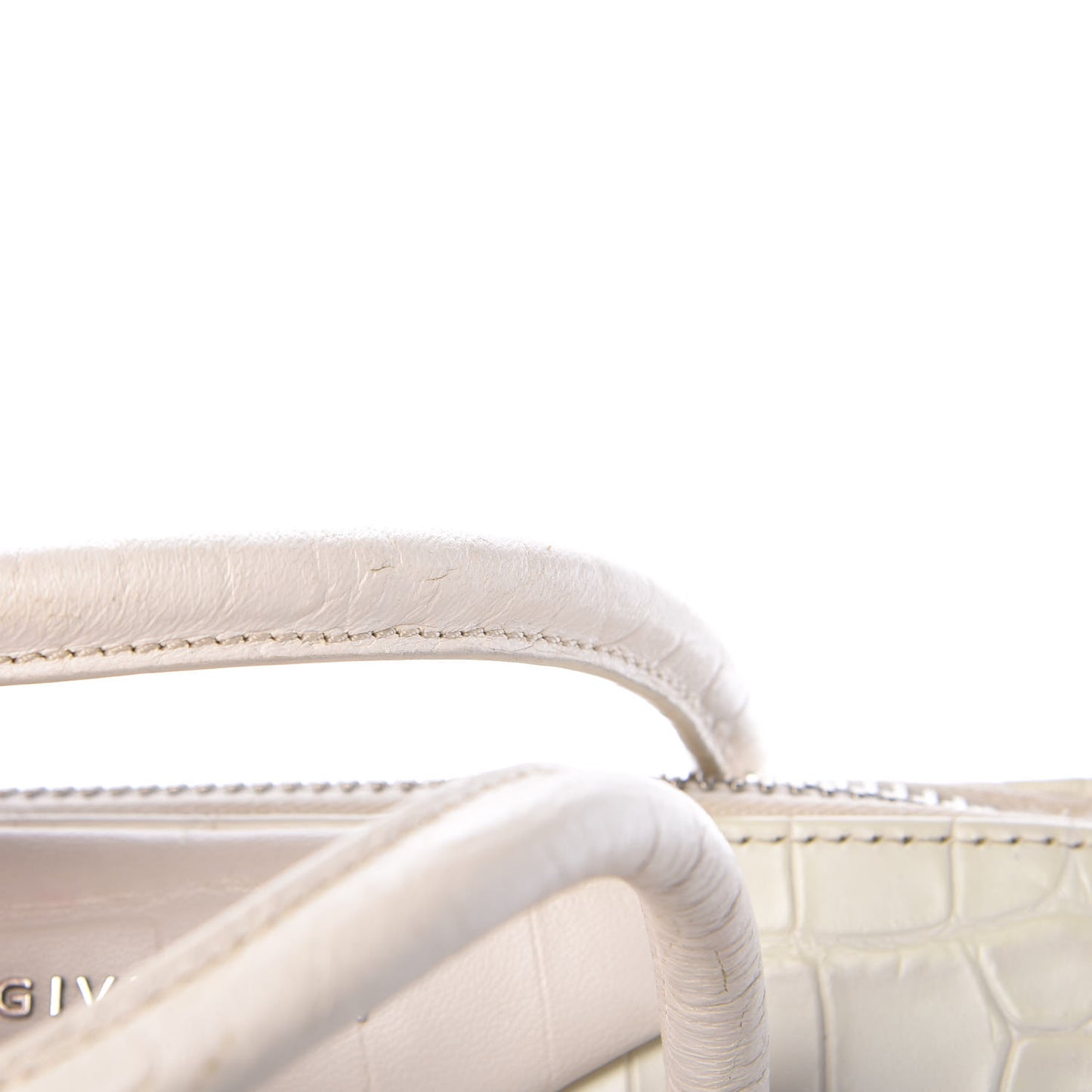 Calfskin Crocodile Embossed Small Antigona White