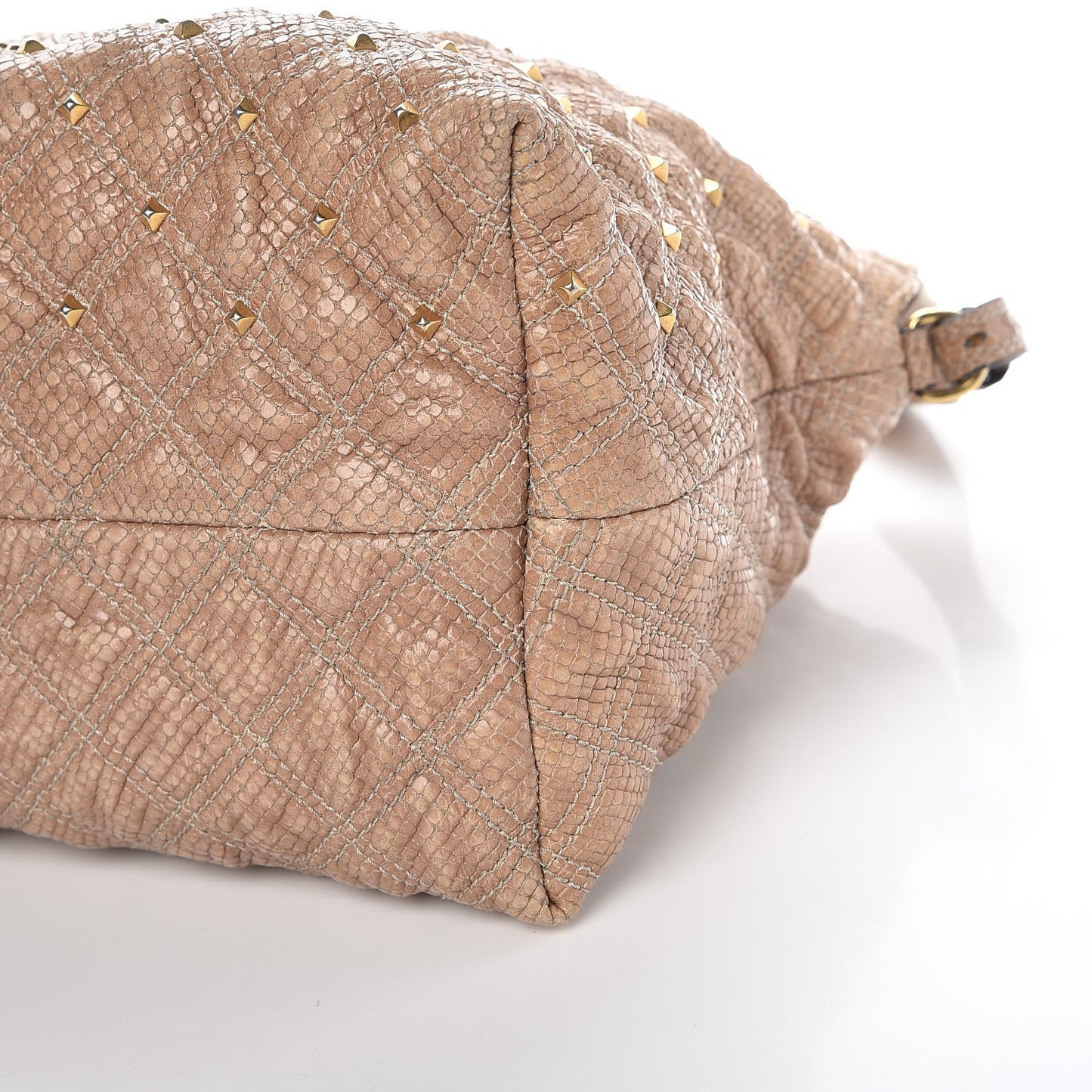 Python Effect Quilted Stardust Rio Satchel Beige