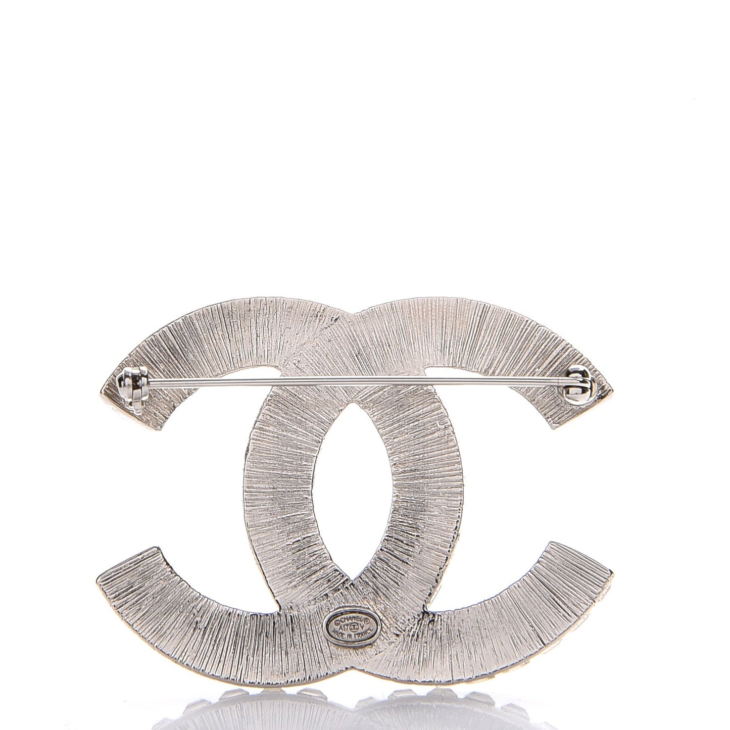 Baguette Crystal CC Brooch Silver