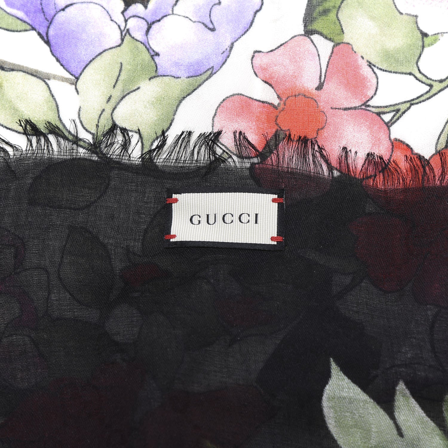 Gucci Wool Silk Rising Flowers Square Shawl White 3 of 4