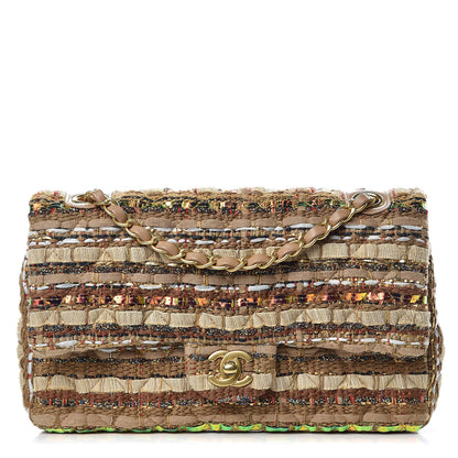 Chanel Iridescent Tweed Lambskin Medium Double Flap Dark Beige 1 of 9