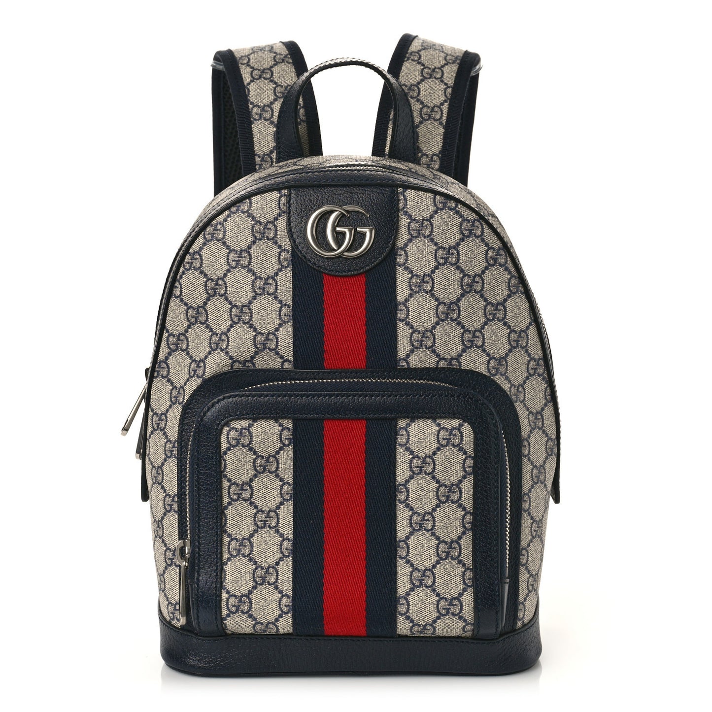 GG Supreme Monogram Textured Dollar Calfskin Web Small Ophidia Day Backpack Beige Blue Black