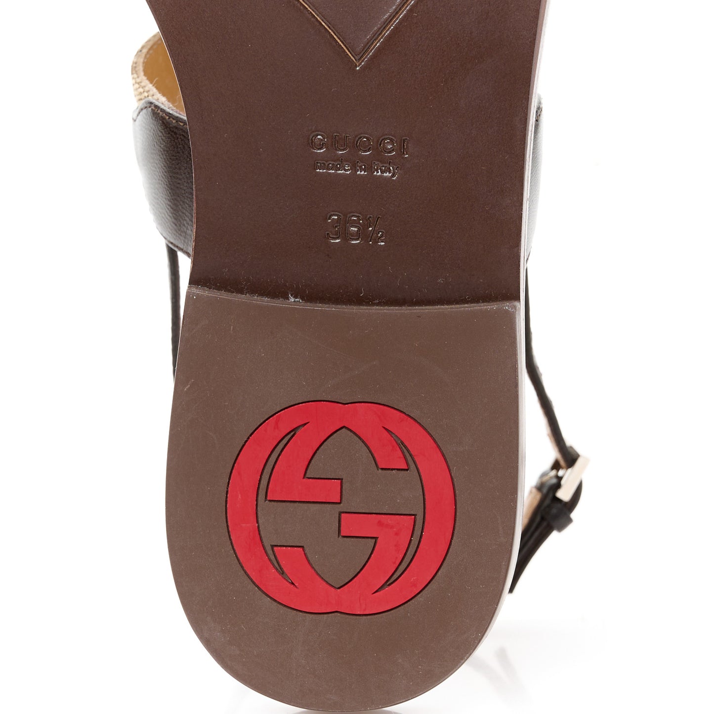 Original GG Canvas Web Interlocking G Womens Thong Sandals 36.5 Beige Ebony Vert Cocoa