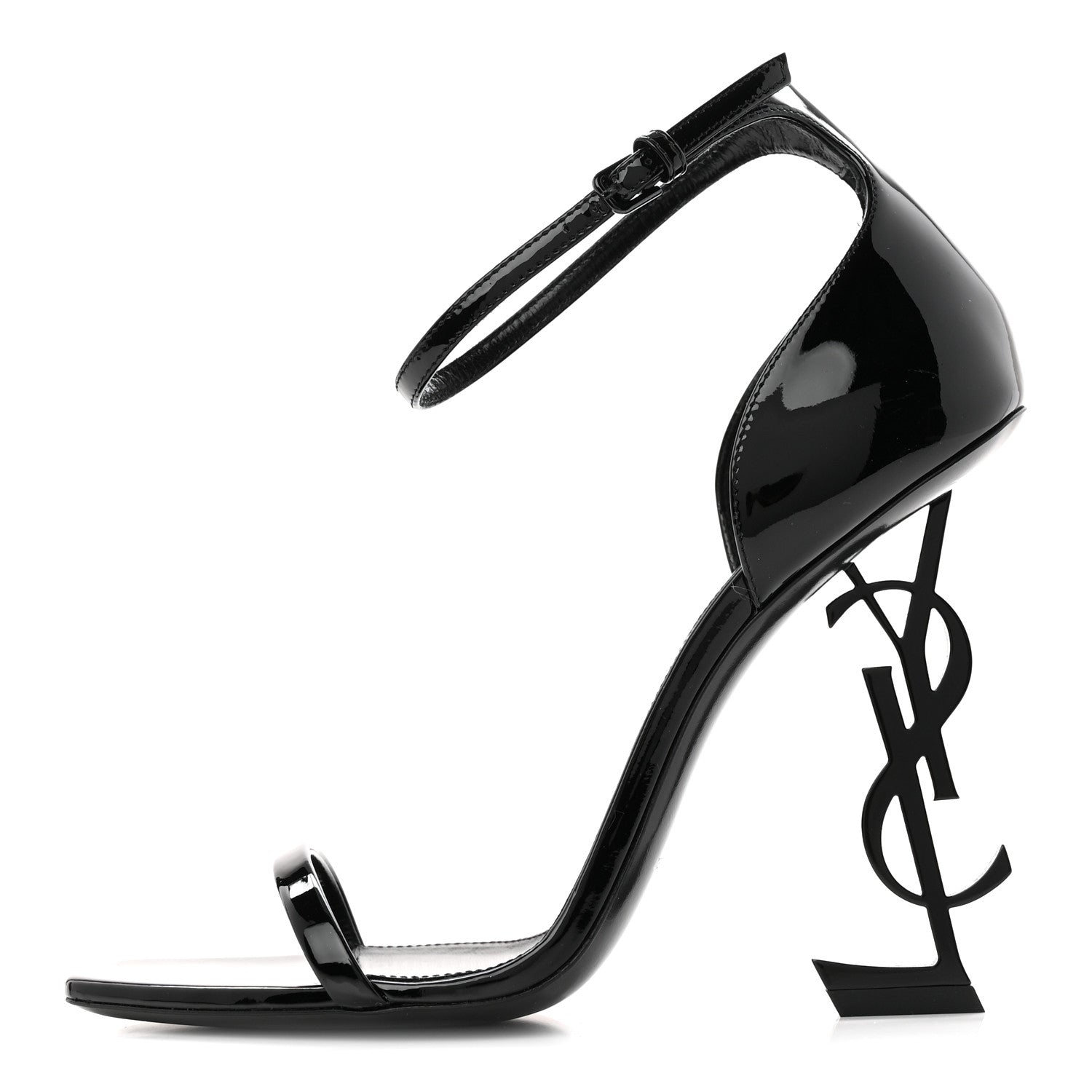 Saint Laurent Patent Calfskin Opyum 110 Sandals 39 Black 1 of 9