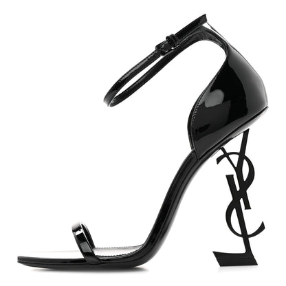 Saint Laurent Patent Calfskin Opyum 110 Sandals 39 Black 1 of 9