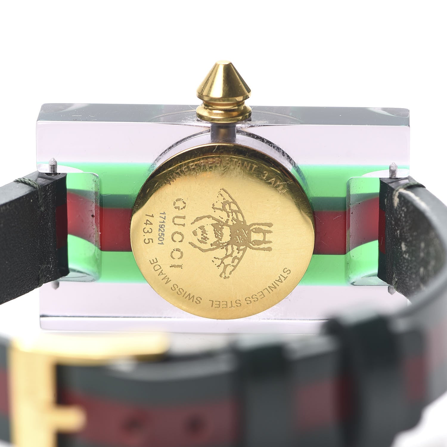 Gucci Stainless Steel Calfskin Plexiglass 24mm Skeleton Quartz Watch 5 of 8