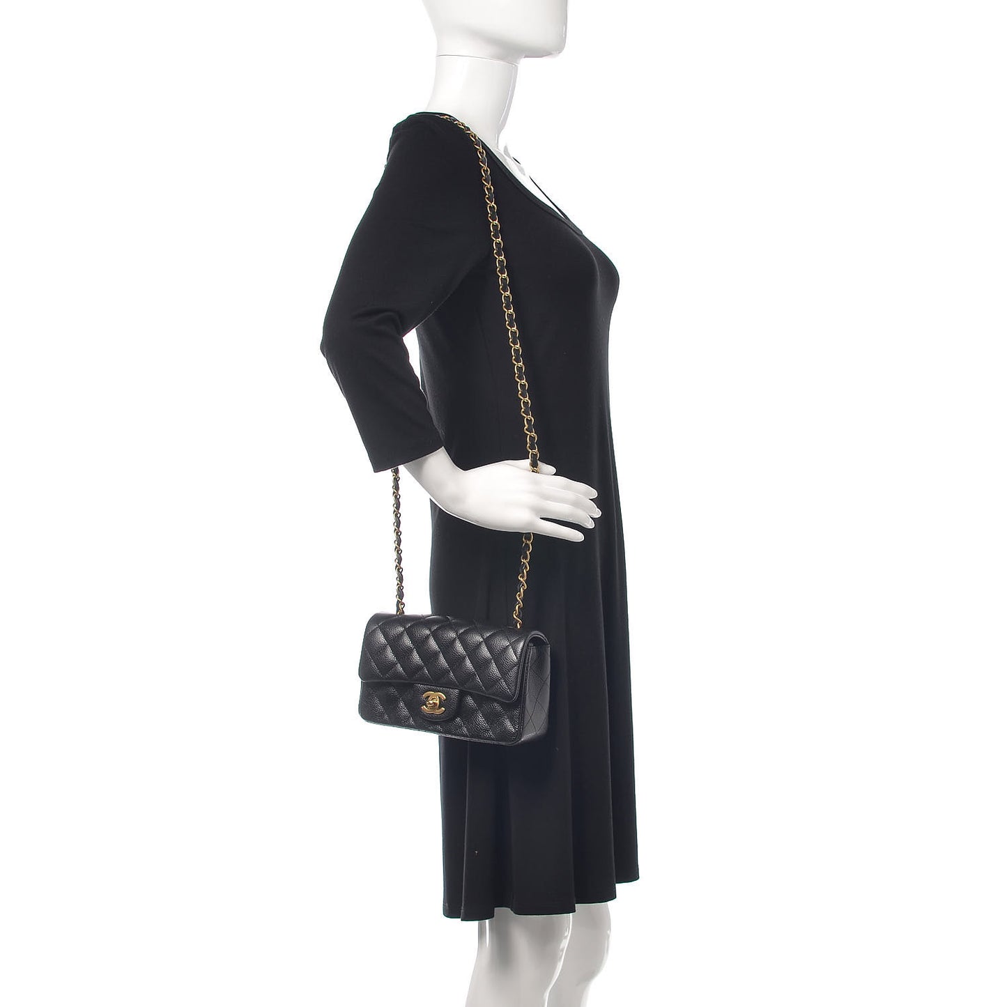 Caviar Quilted Mini Rectangular Flap Black