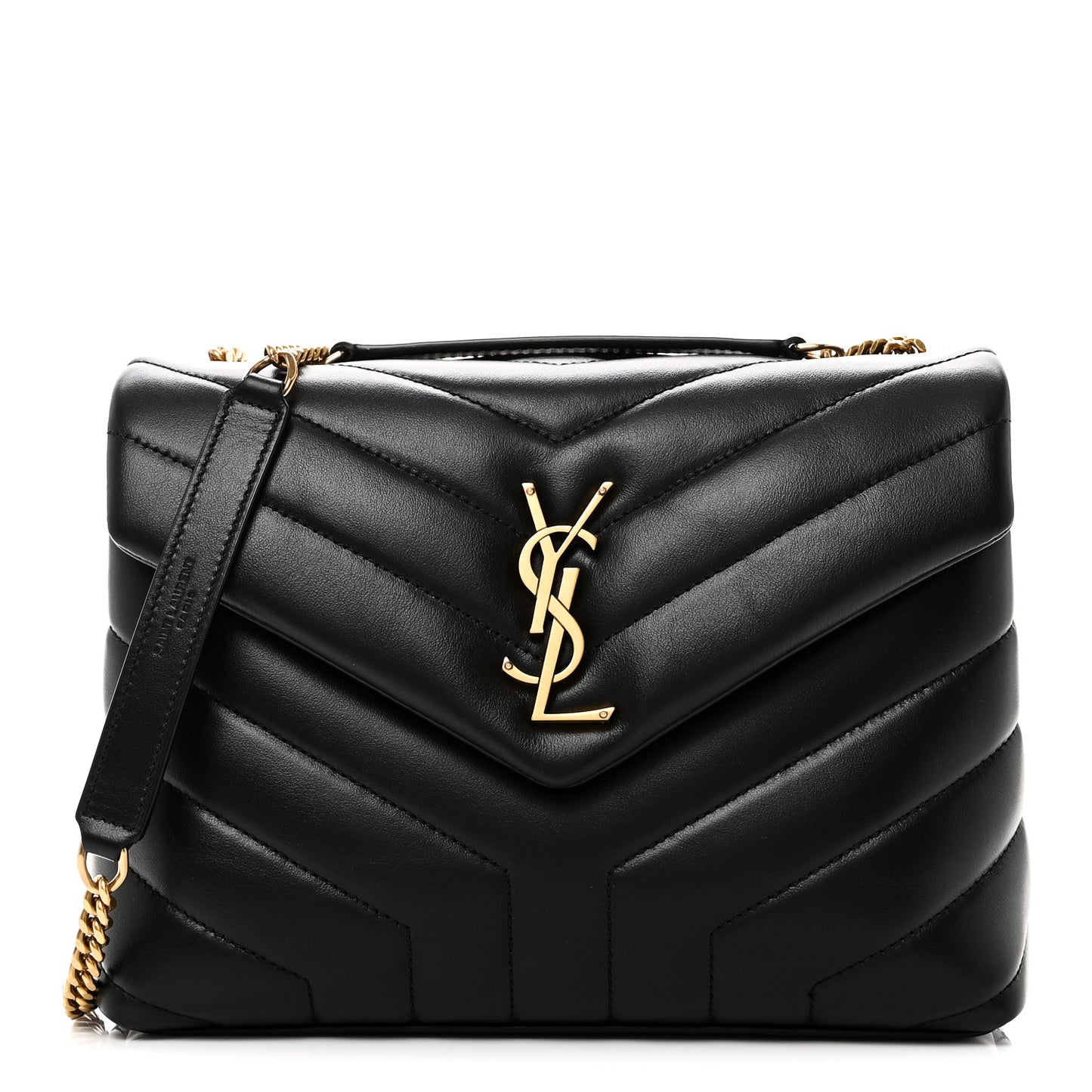 Calfskin Y Quilted Monogram Small Loulou Chain Satchel Black