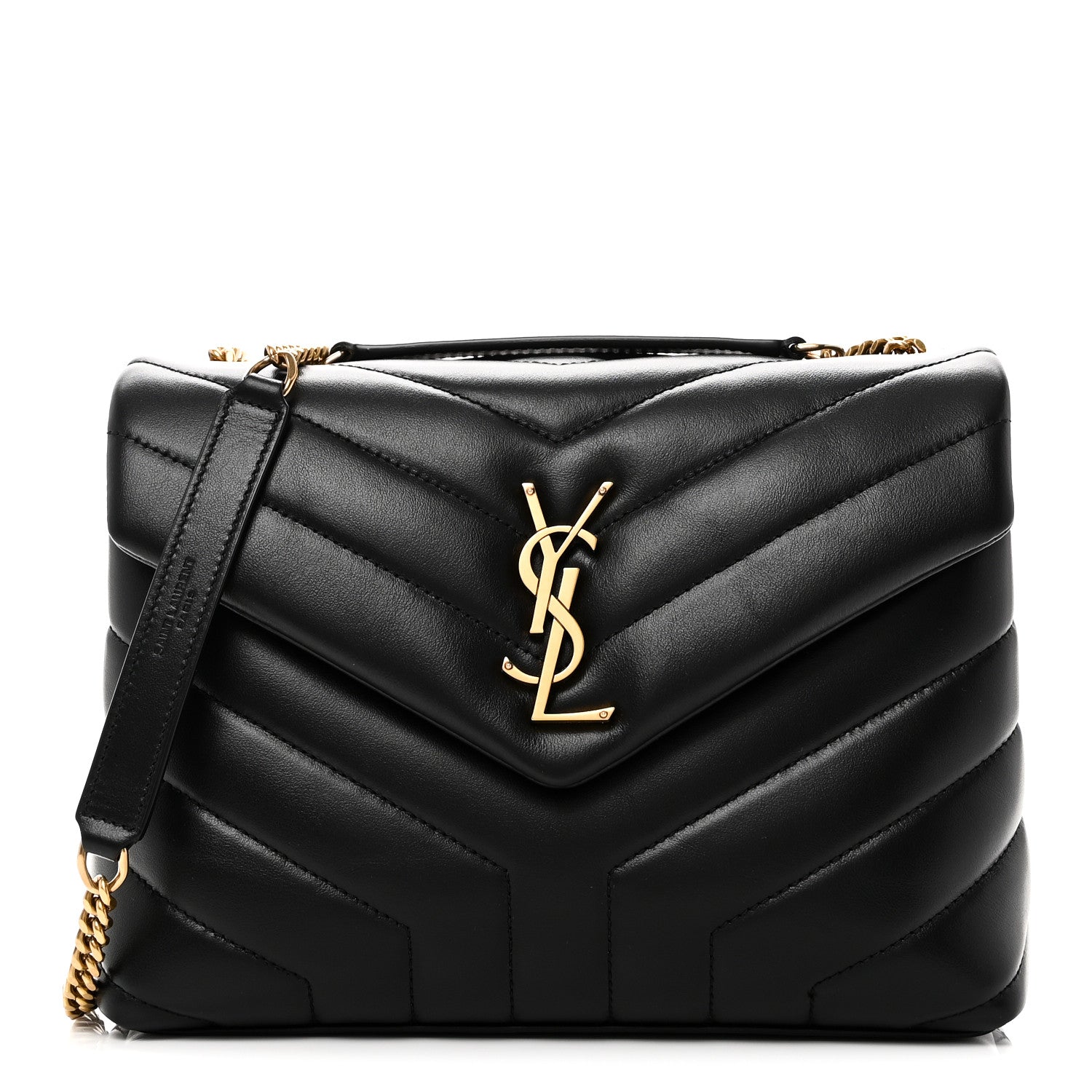 Saint Laurent Calfskin Y Quilted Monogram Small Loulou Chain Satchel Black 1 of 11