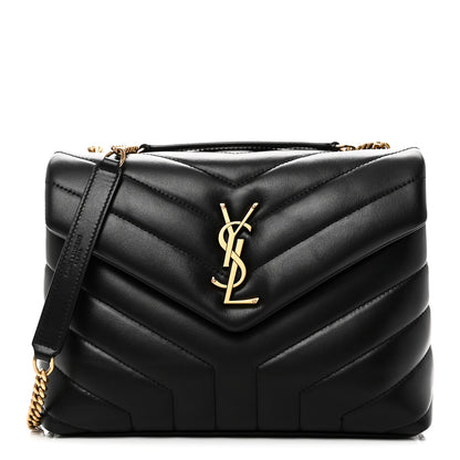 Saint Laurent Calfskin Y Quilted Monogram Small Loulou Chain Satchel Black 1 of 11