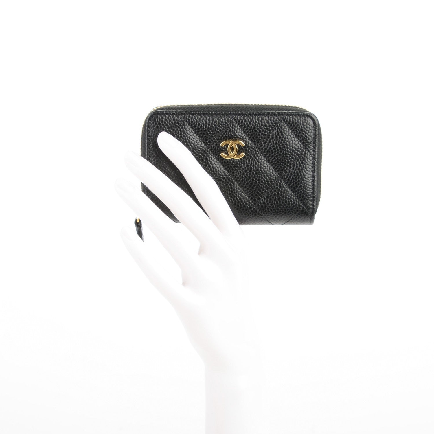 Chanel Caviar Quilted Zip Coin Purse Black 2 of 7
