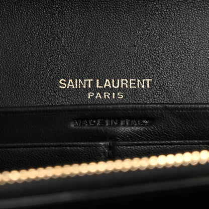 Saint Laurent Patent Calfskin Matelasse Monogram Large Vicky Continental Wallet Black 6 of 12