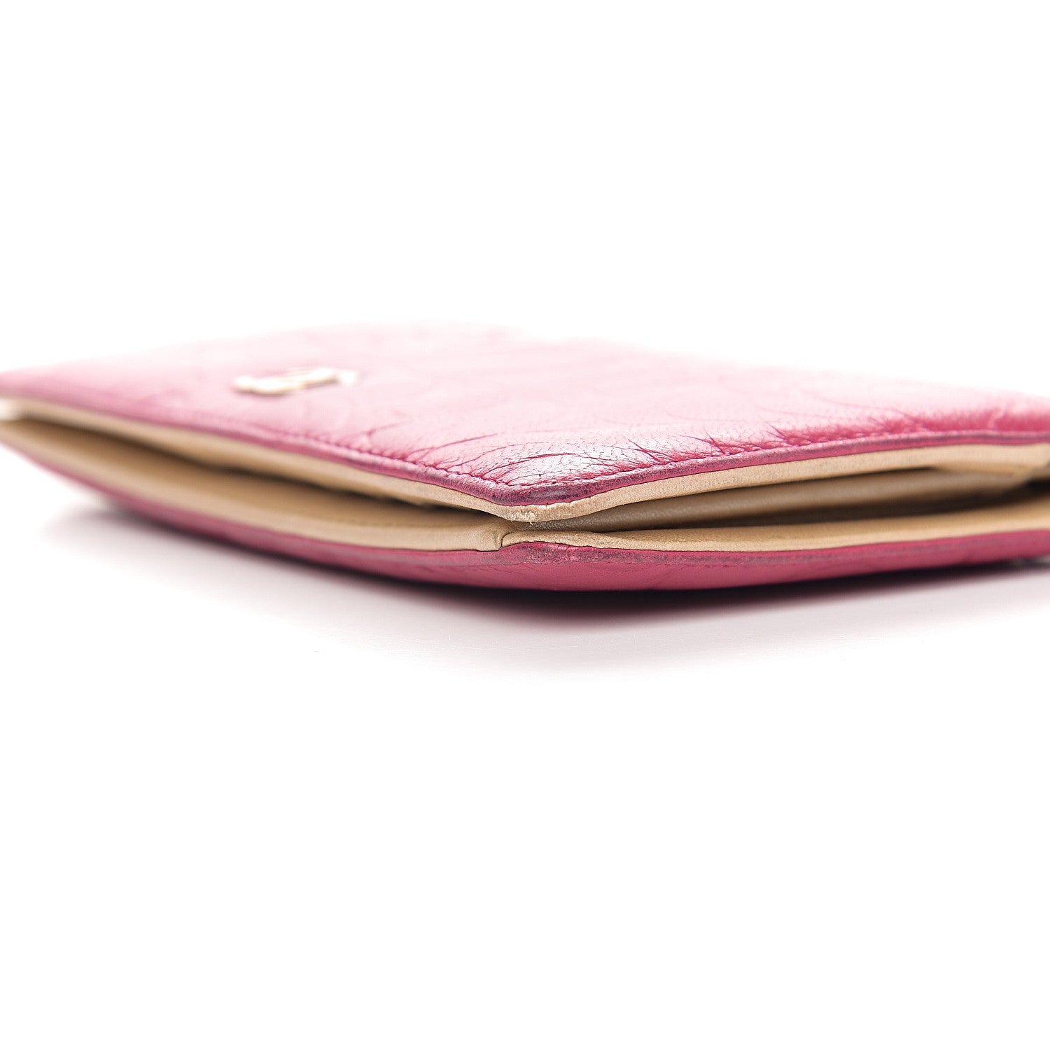 Chanel Lambskin Camellia Embossed Yen Wallet Fuchsia 13 of 13