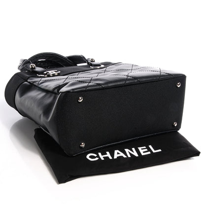 Chanel Coated Canvas Quilted Small Paris Biarritz Tote Black 4 of 7