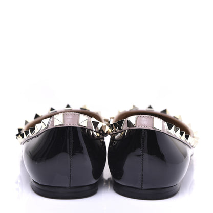 Valentino Garavani Patent Rockstud Ballerina Flats 36 Black Poudre 7 of 10