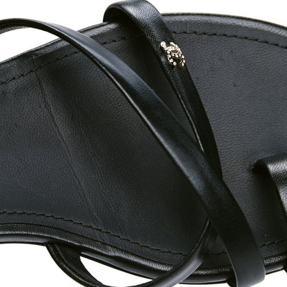 Chanel Calfskin Pearl CC Toe Ring Sandals 38.5 Black 5 of 5