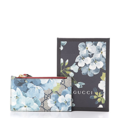Gucci GG Supreme Monogram Blooms Coin Case Card Holder Beige Blue Navy Hibiscus Red 6 of 6