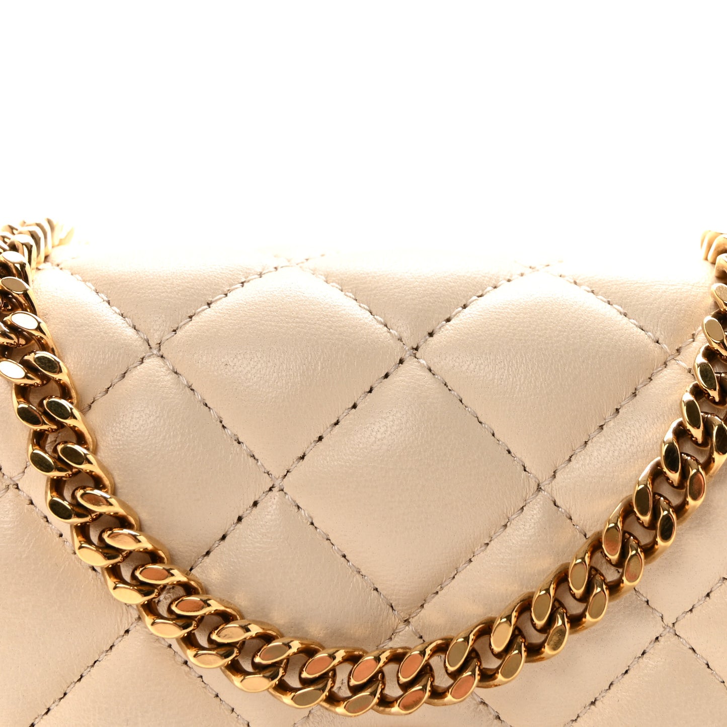Nappa Quilted Small Medusa Chain Crossbody White